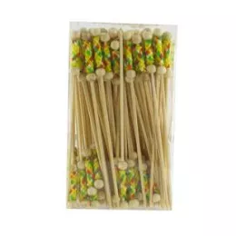 Pics à brochettes perles jaune 12cm